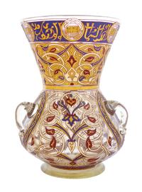 A French Mamluk Revival Style Enameled Glass Mosque Lamp