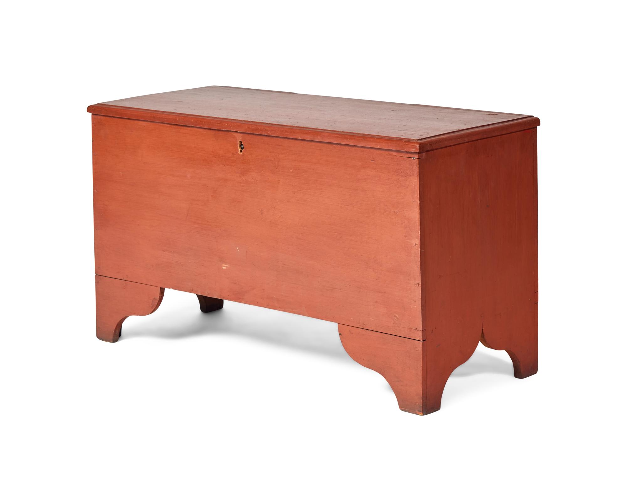 A Small Salmon-Painted Pine Blanket Chest
