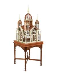 A Painted Architectural Bird House on Stand — CIRCA 1930