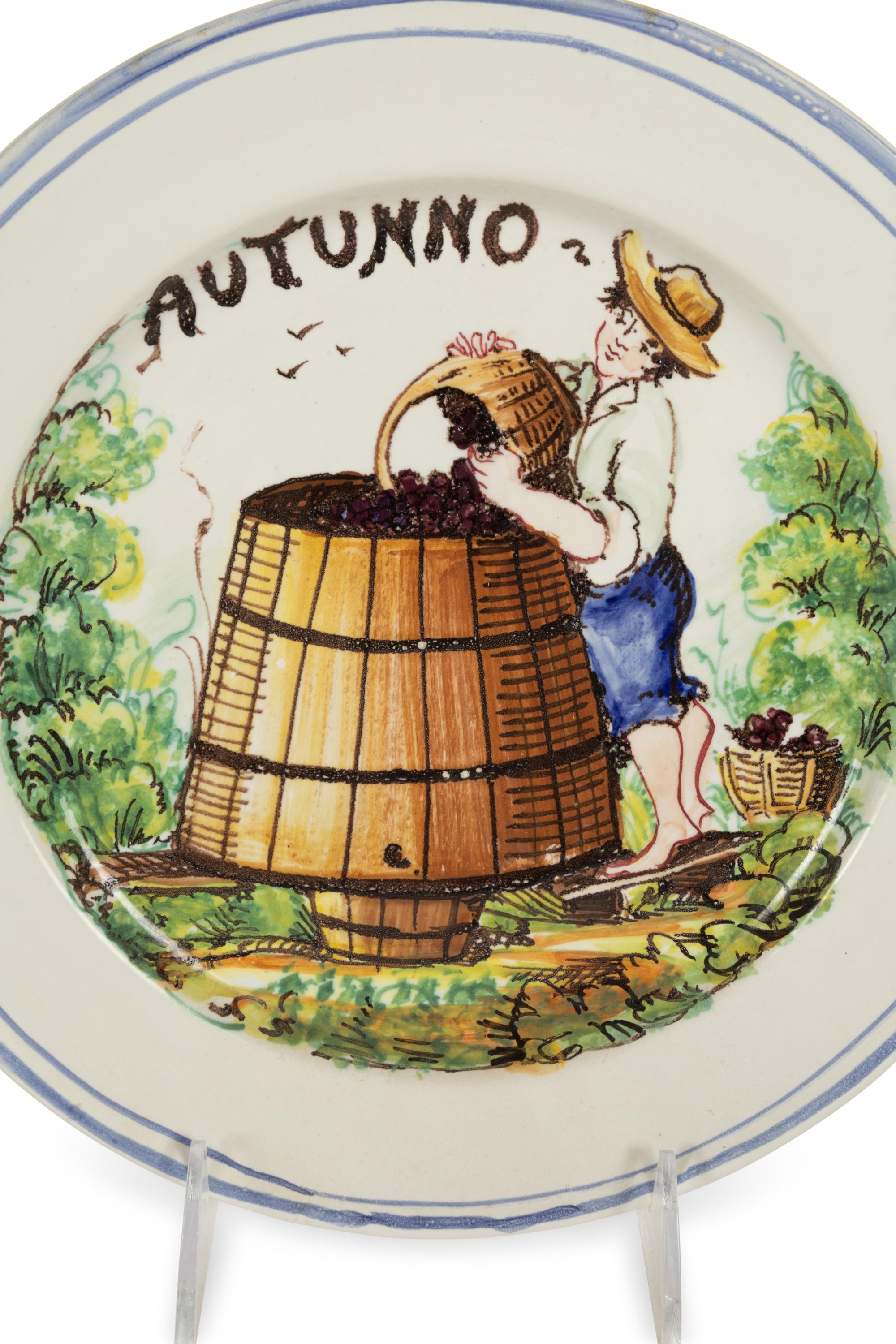 A Group of Italian Faience Four Seasons Plates