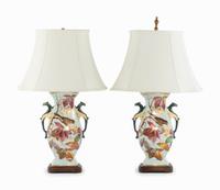 A Pair of Japonesque Porcelain Vases Mounted as Lamps