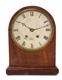 An English Mahogany Bracket Clock, Height 14 inches.