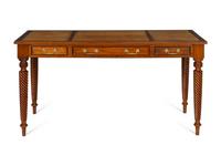 A Robert Lighton Regency Style Leather-Inset Mahogany Desk