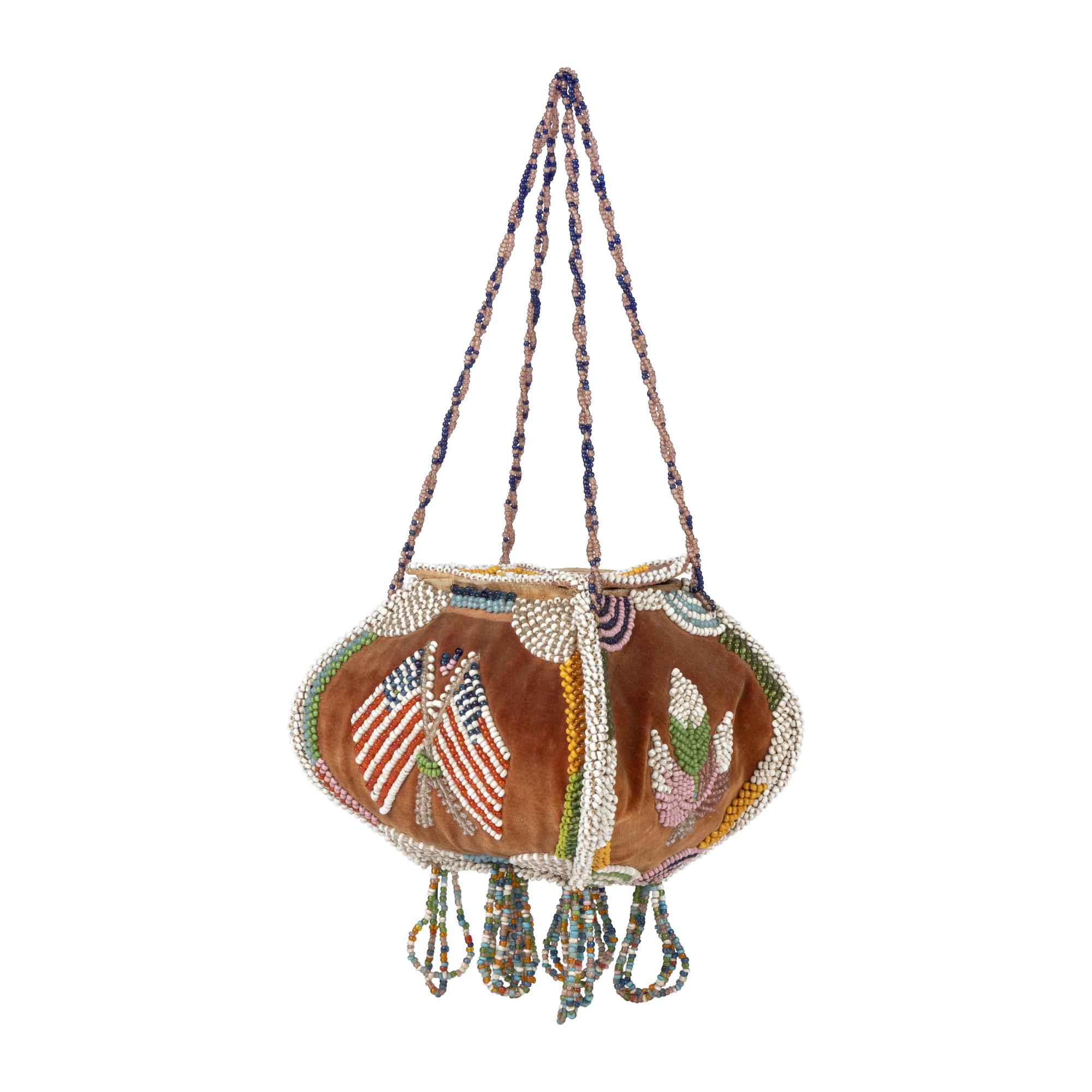 Great Lakes Beaded Purse, with American Flags