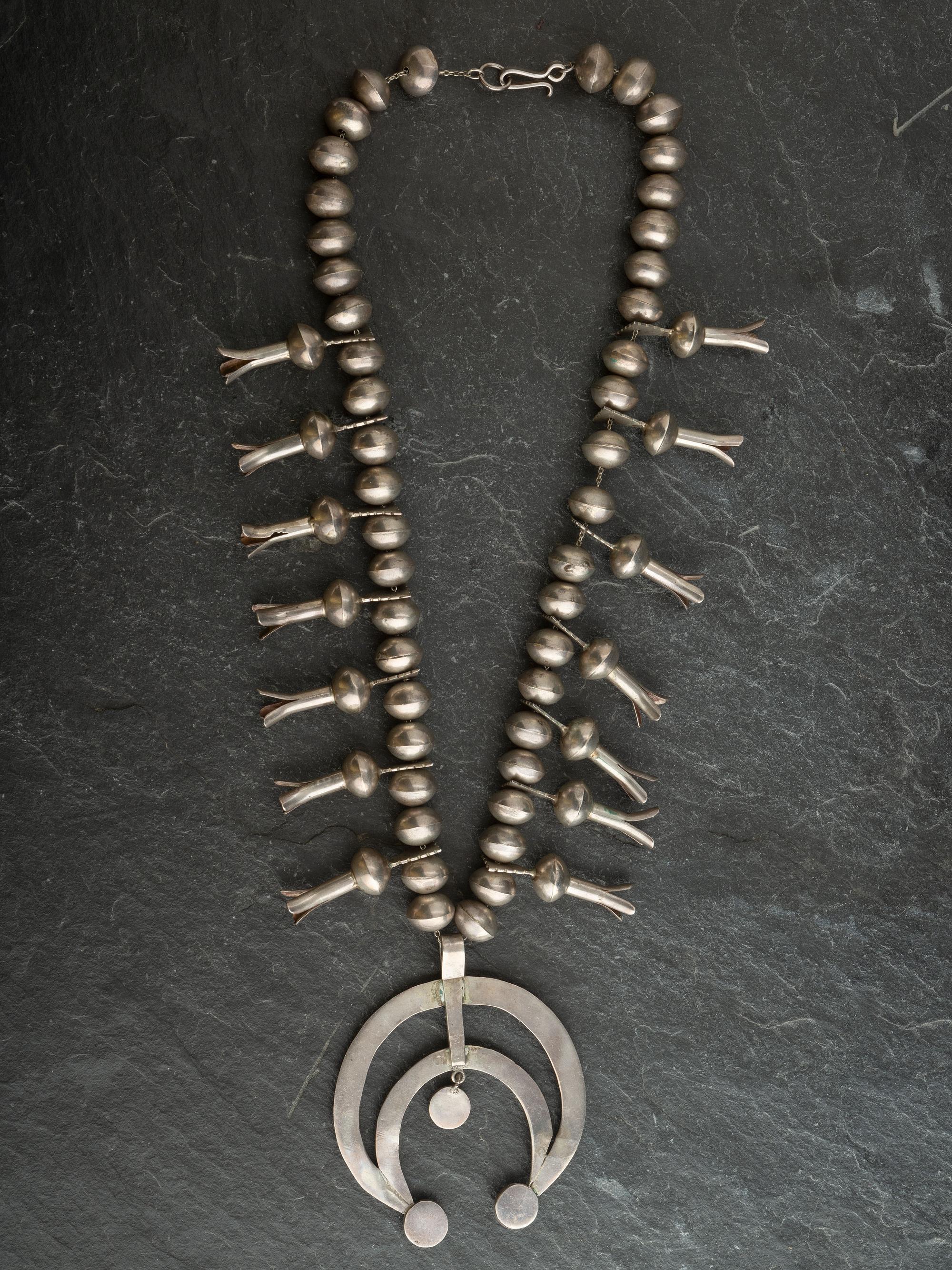 Navajo Silver Squash Blossom Necklace