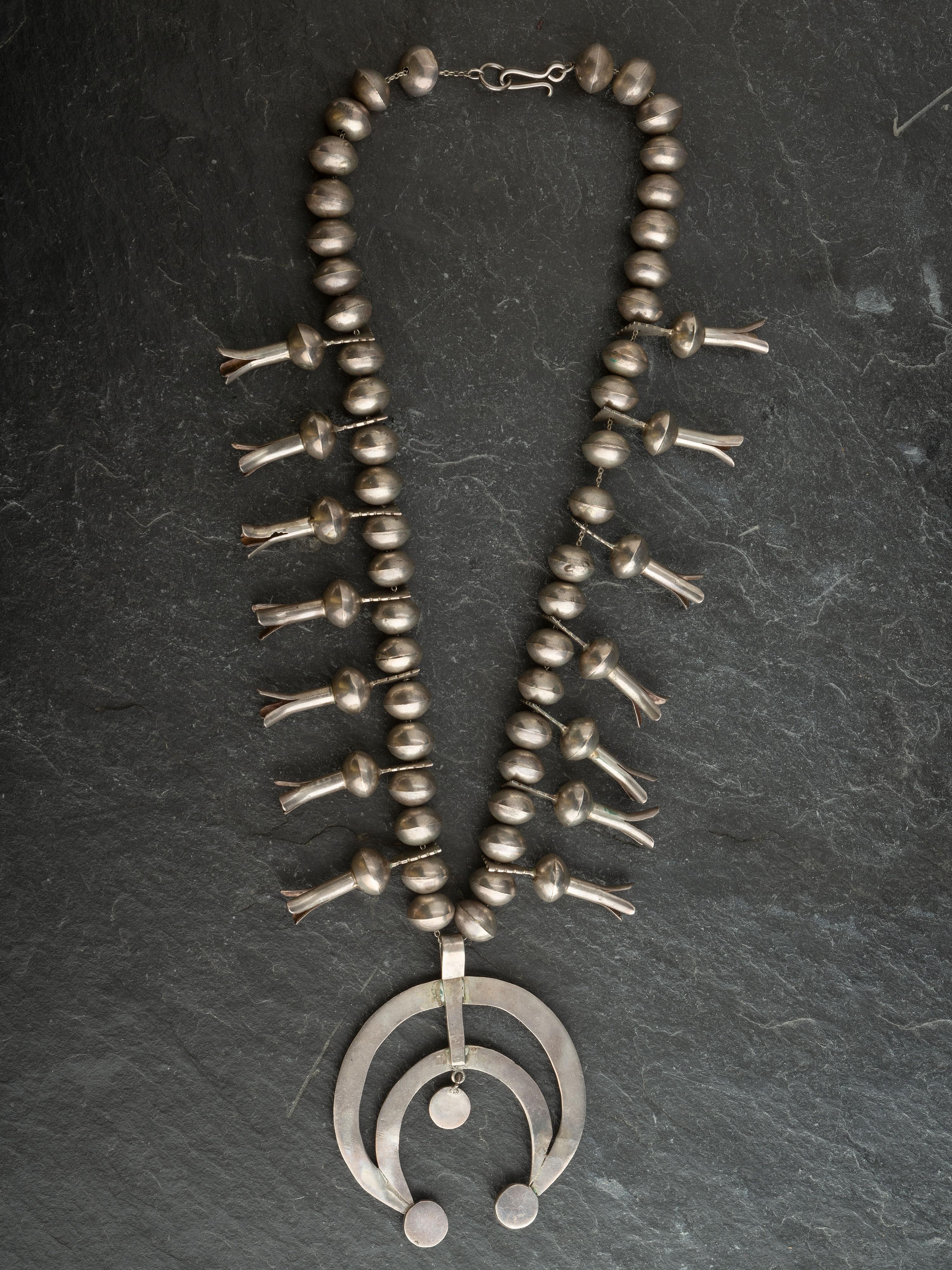 Navajo Silver Squash Blossom Necklace