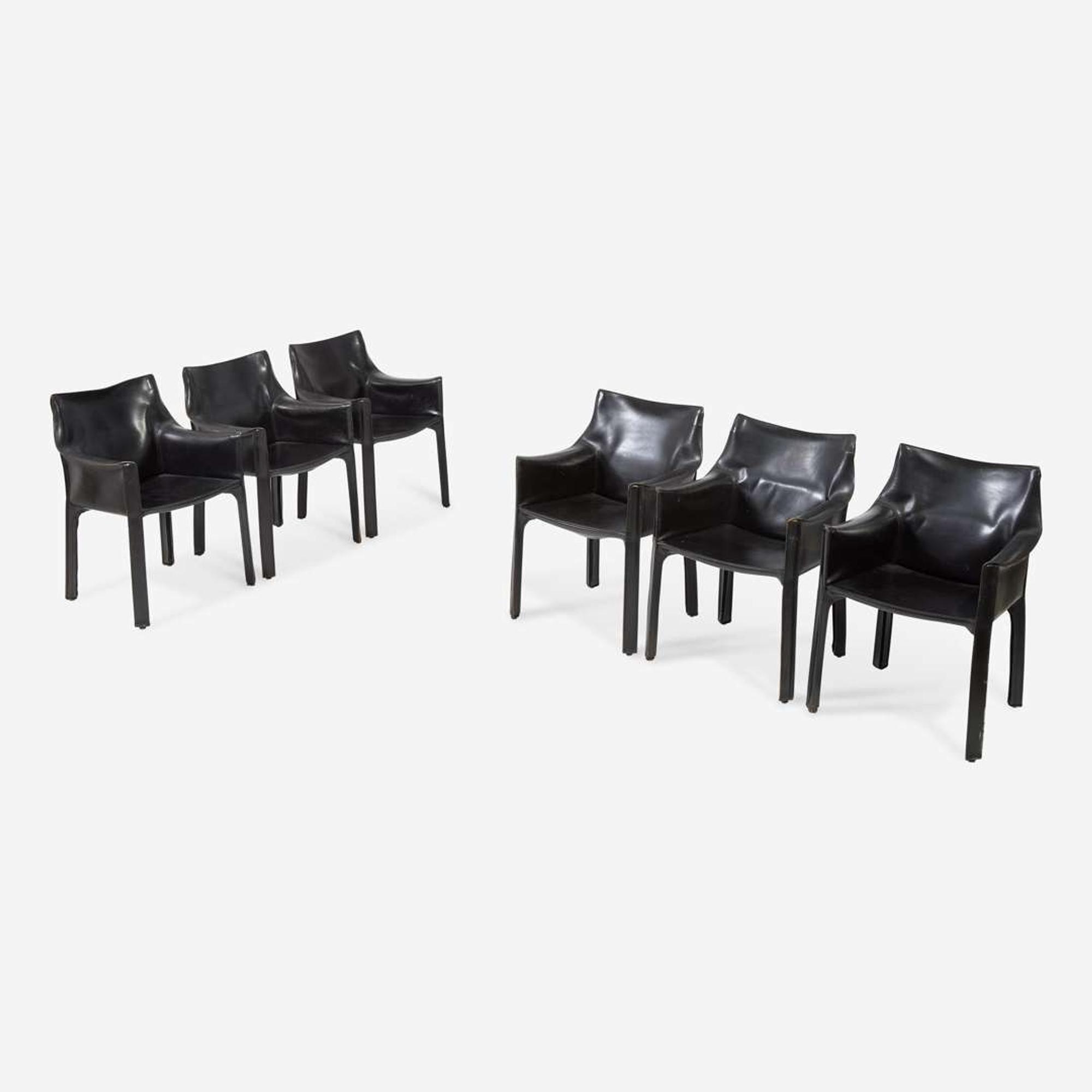 Mario Bellini (Italian, b. 1935) Set of Six Cab Chairs, No. 413, Cassina, Italy, designed 1977, the present lot circa 1990s