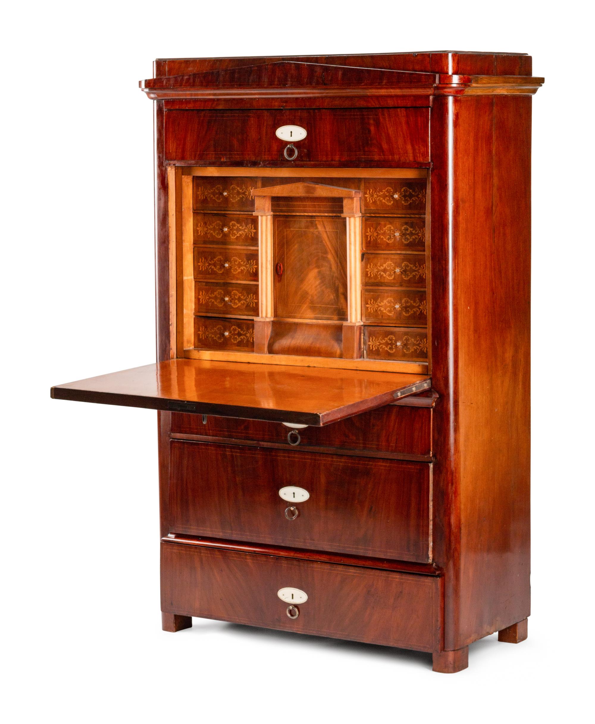 A Baltic Neoclassical Inlaid Mahogany Fall-Front Secretary — 19TH CENTURY