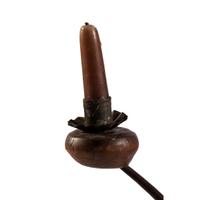 A Primitive Tin Mounted Bentwood and Pine One-Light Candlestand
