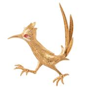 FRENCH, YELLOW GOLD ROADRUNNER BROOCH