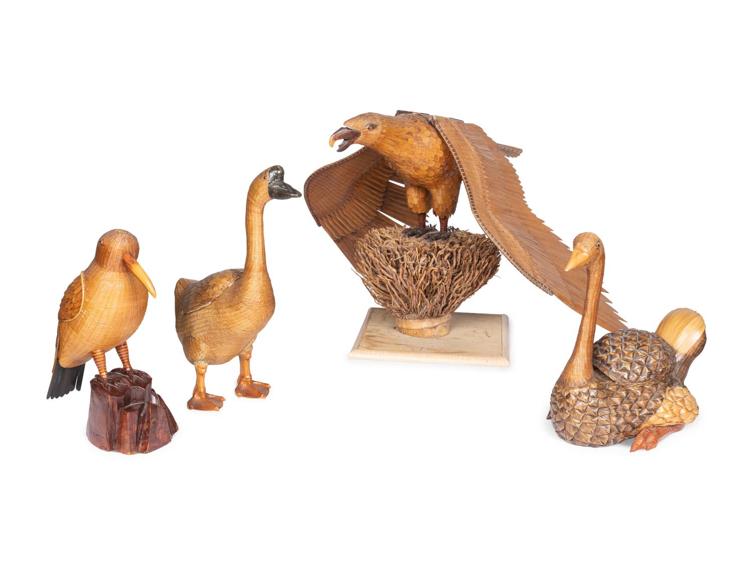 Four Chinese Woven Reed Animals