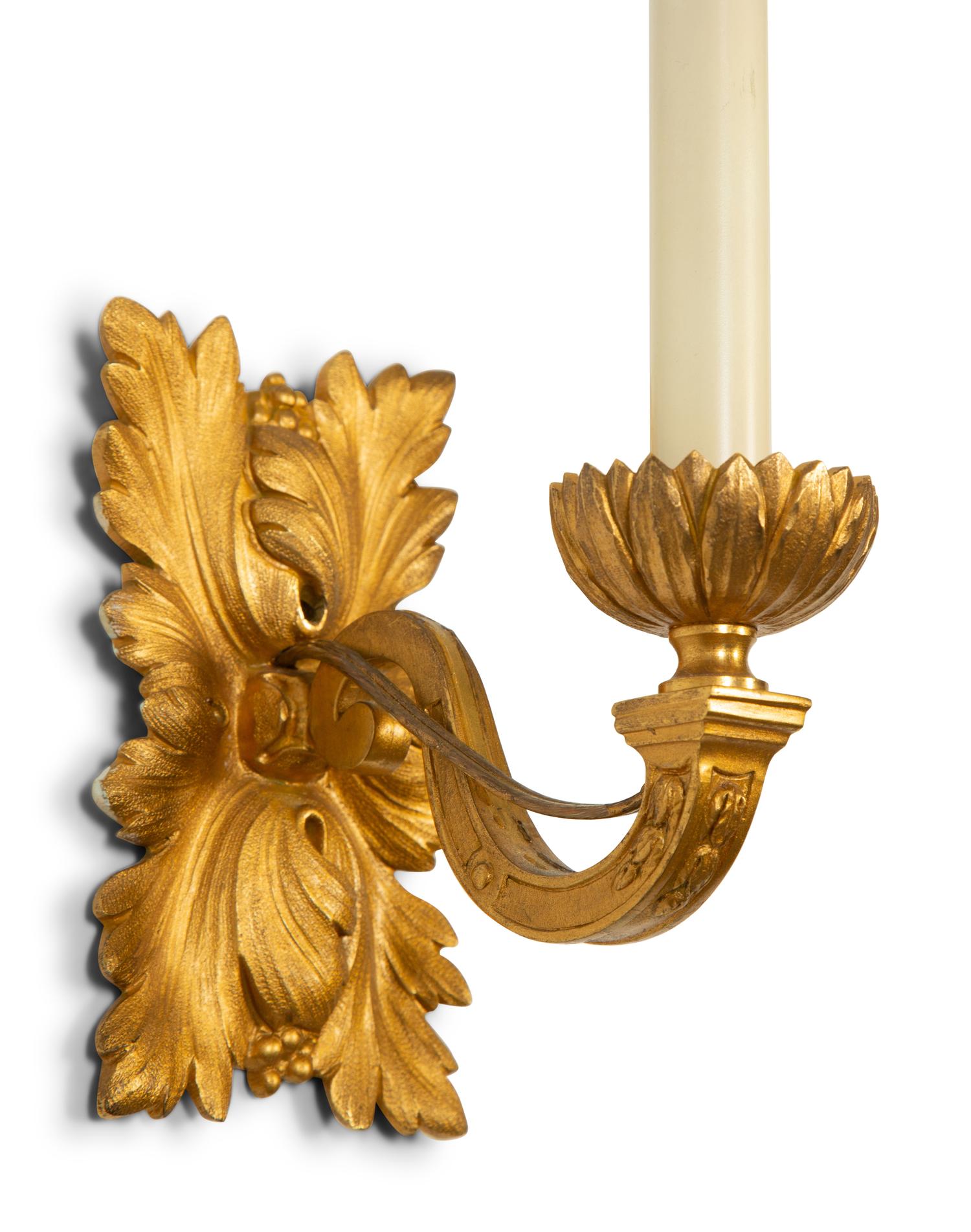 A Set of Four Gilt Bronze Single-Light Sconces