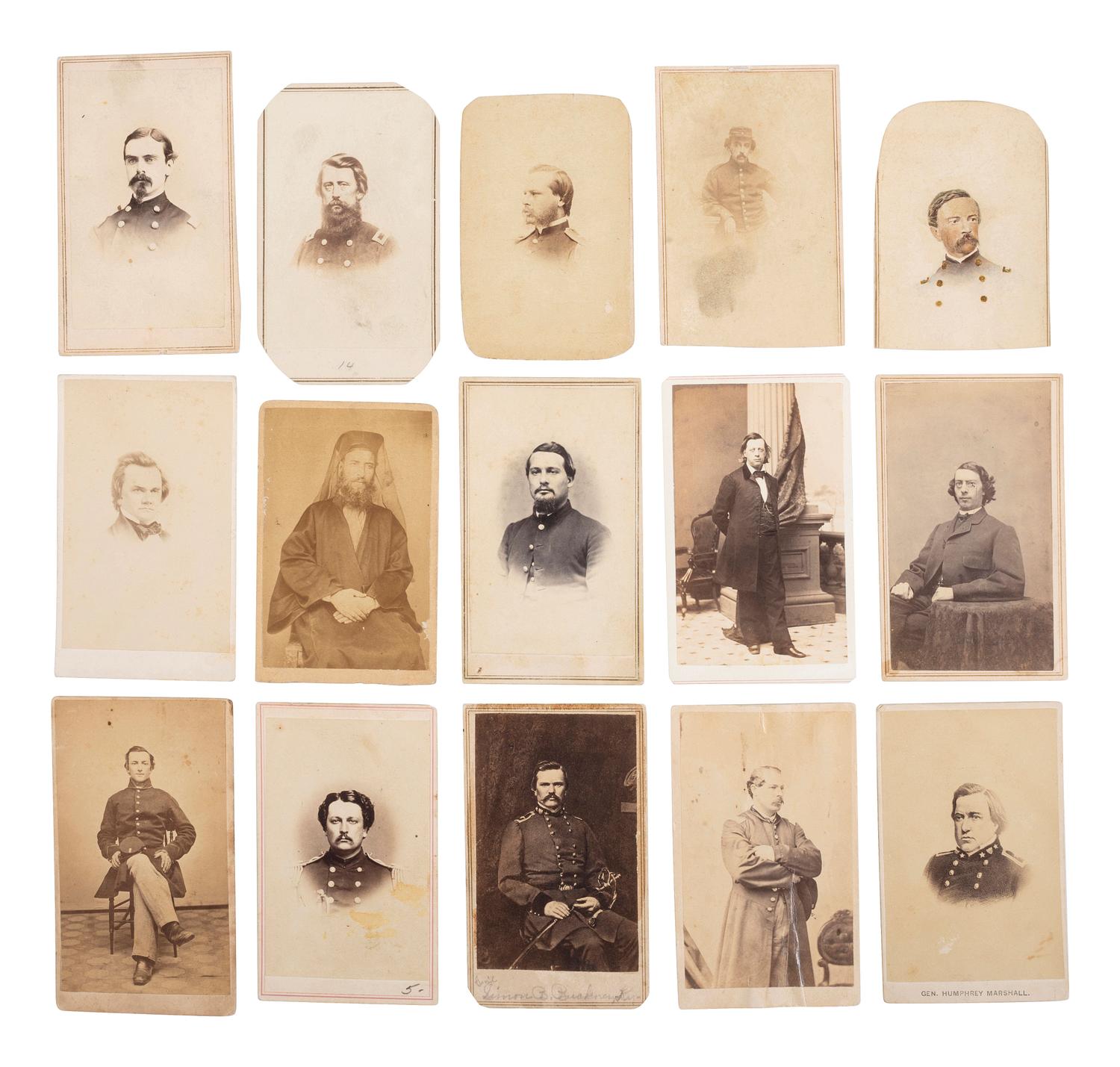 [CIVIL WAR]. A collection of late 19th-century photographs, mostly CDVs, including Civil War subjects.