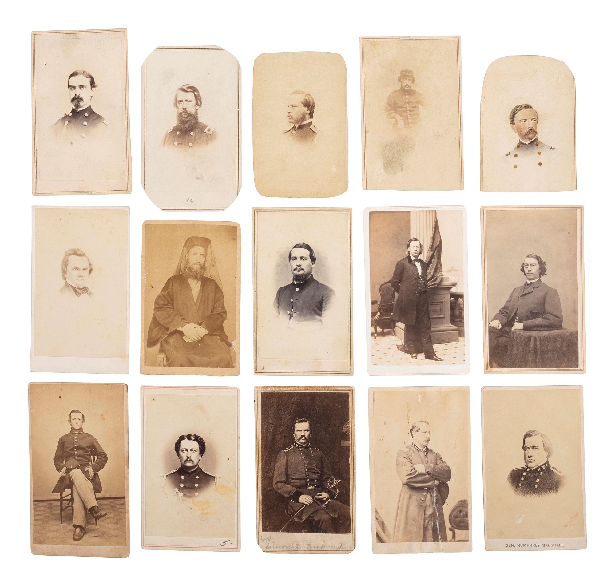[CIVIL WAR]. A collection of late 19th-century photographs, mostly CDVs, including Civil War subjects.