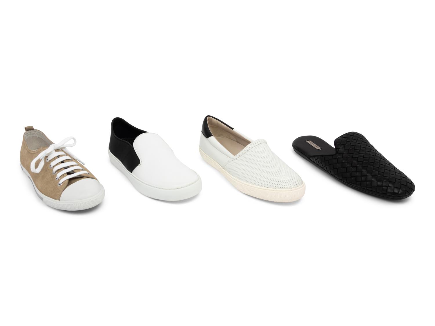 Four Pairs of Unworn Designer Casual Shoes: Chanel, Bottega, Prada and Giorgio Armani