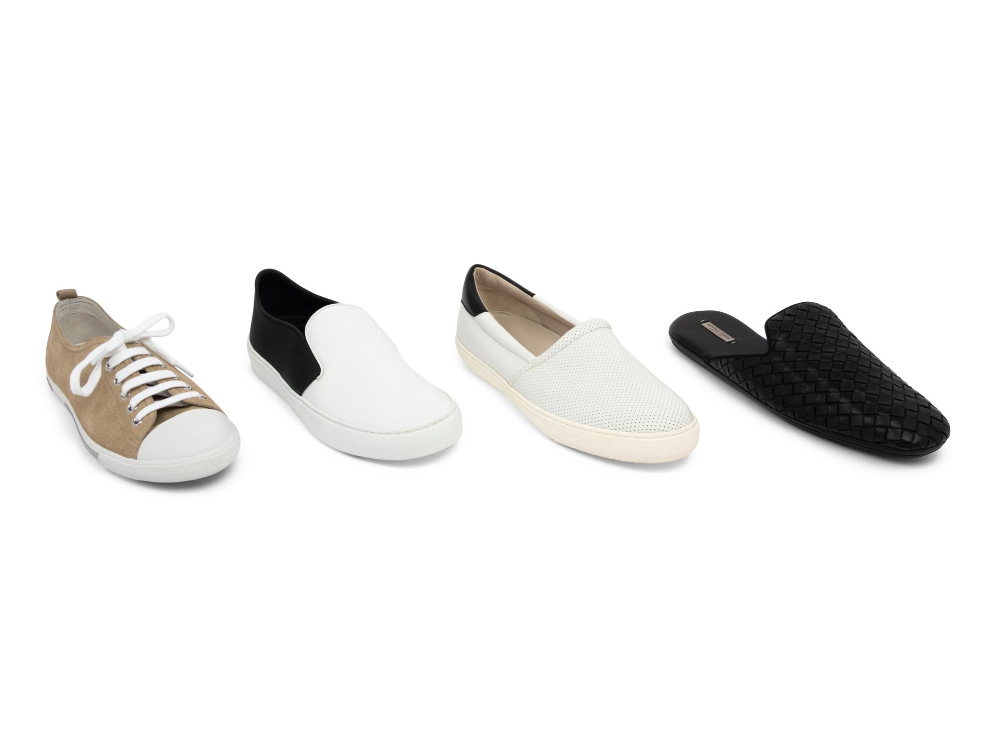 Four Pairs of Unworn Designer Casual Shoes: Chanel, Bottega, Prada and Giorgio Armani
