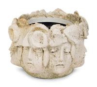 A Cast Concrete Jardinière with Faces in Relief
