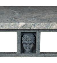A Contemporary Patinated Metal and Marble-Top Console Table