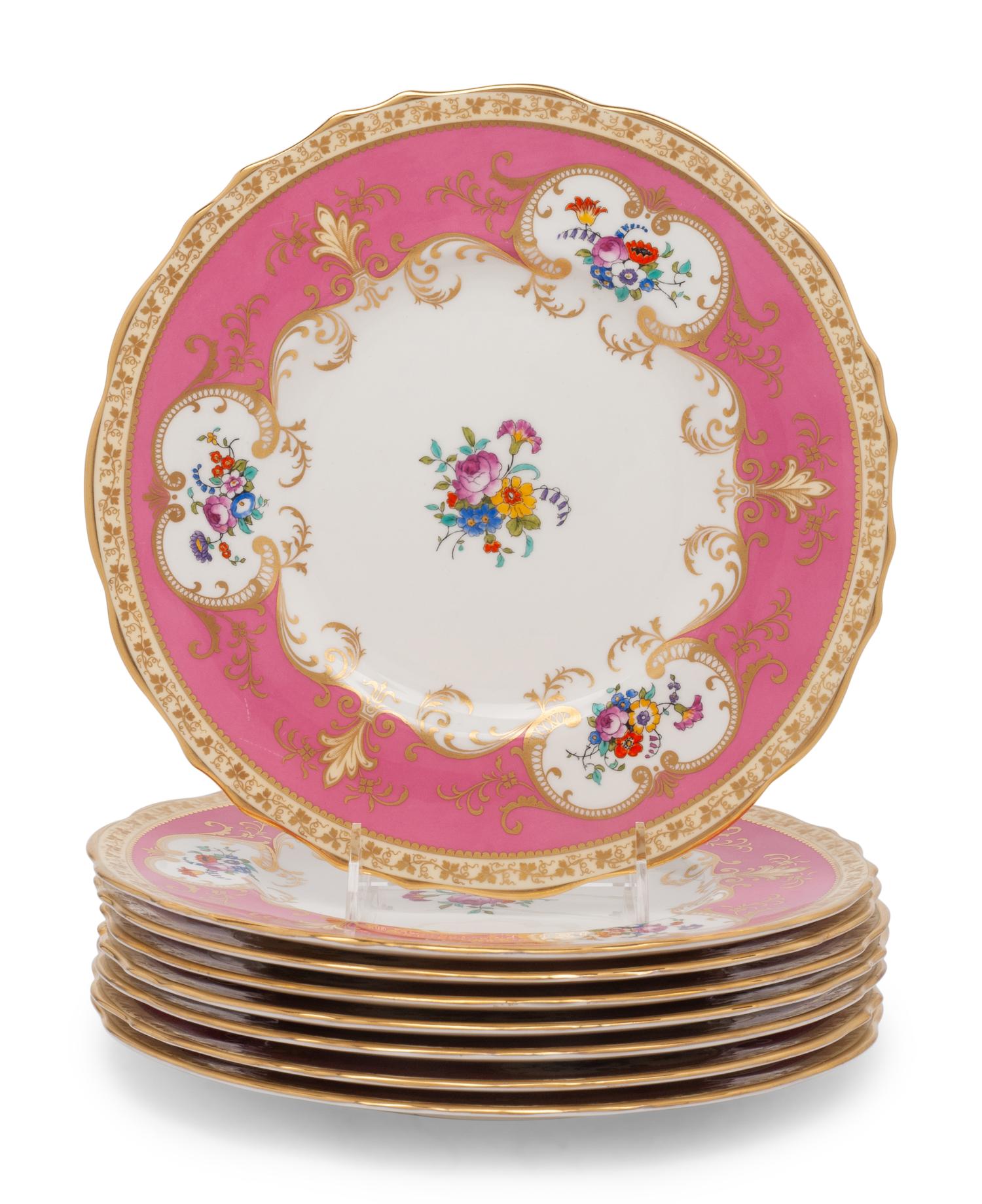 A Set of Eight Cauldon Porcelain Dinner Plates