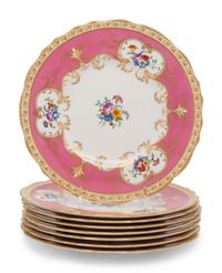 A Set of Eight Cauldon Porcelain Dinner Plates
