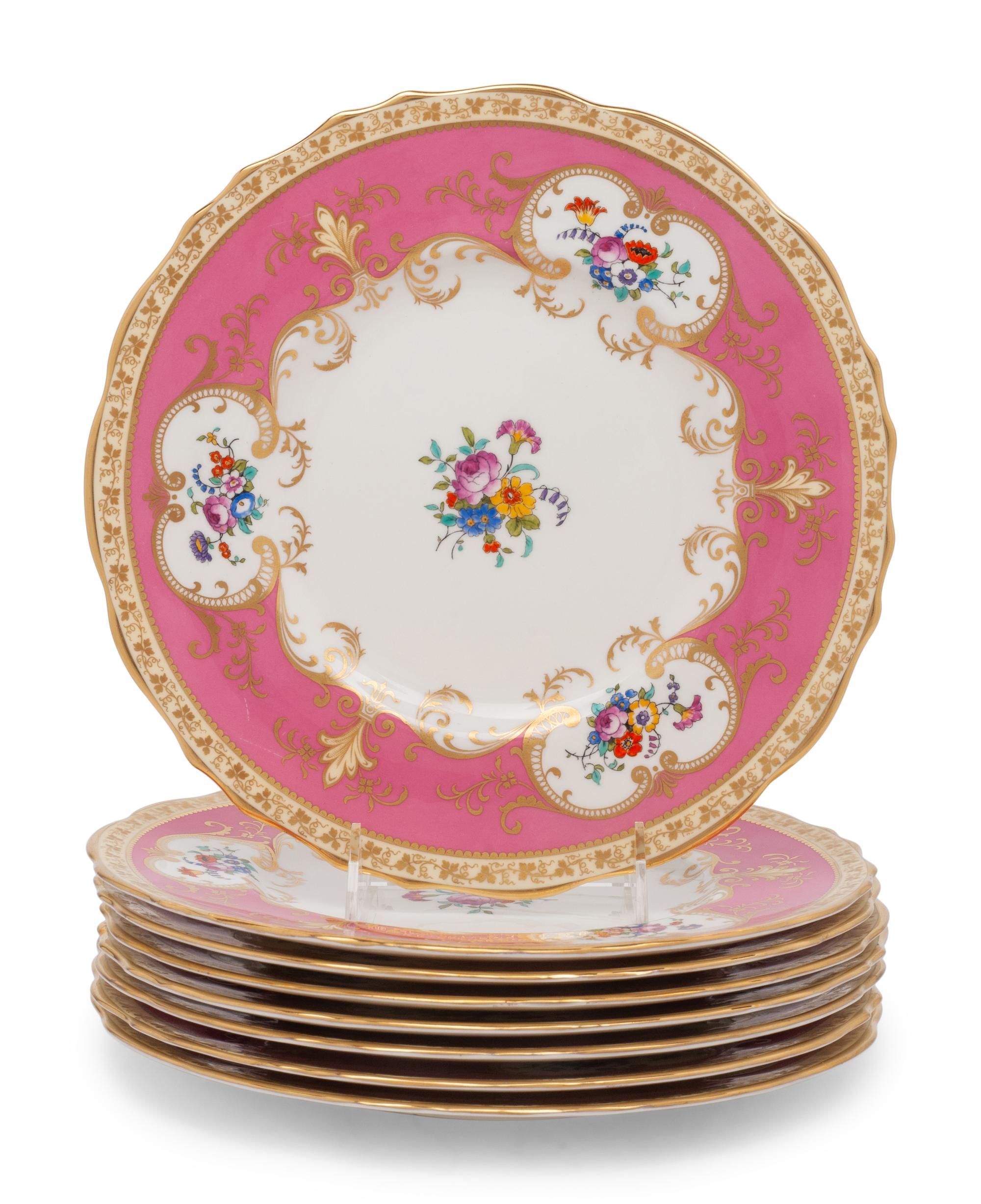 A Set of Eight Cauldon Porcelain Dinner Plates