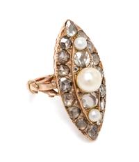 A Rose Gold, Pearl and Diamond Ring, 5.30 dwts.