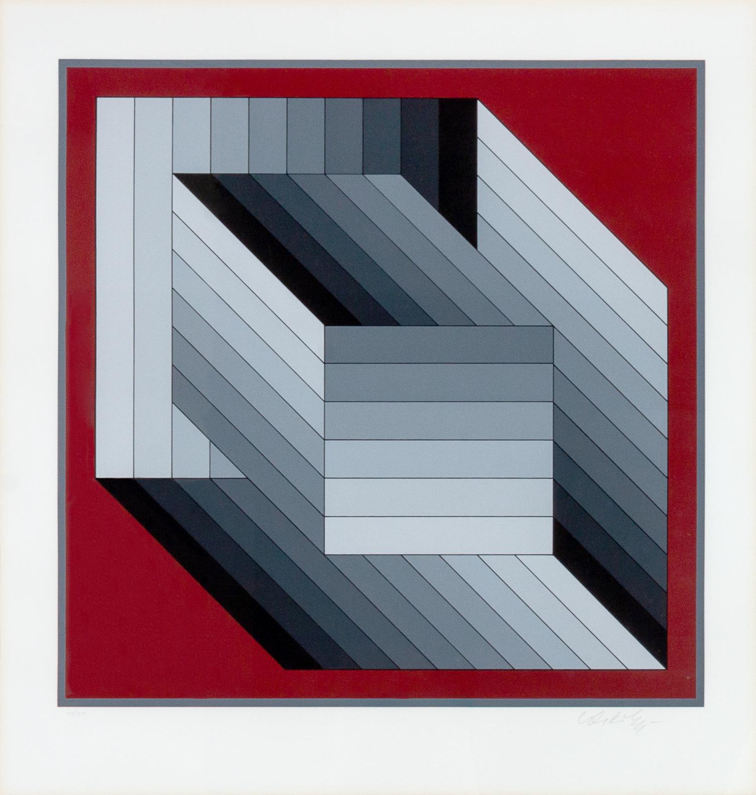Red with Grey Square