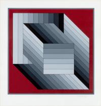 Red with Grey Square