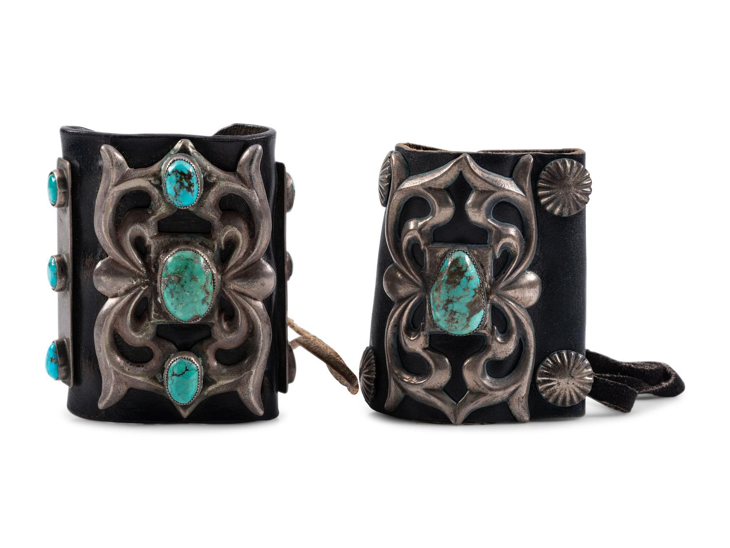 Navajo Sandcast Silver and Turquoise Ketohs