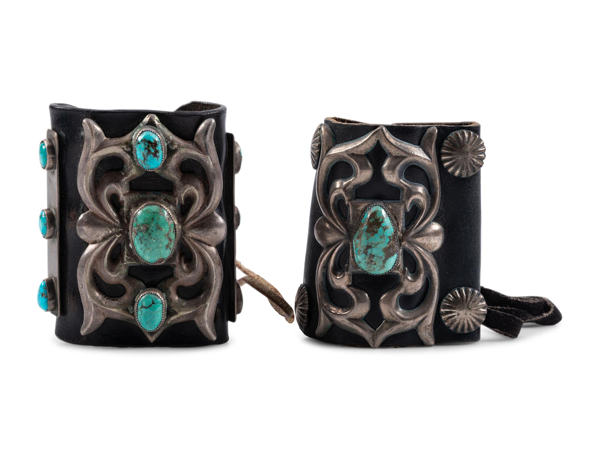 Navajo Sandcast Silver and Turquoise Ketohs