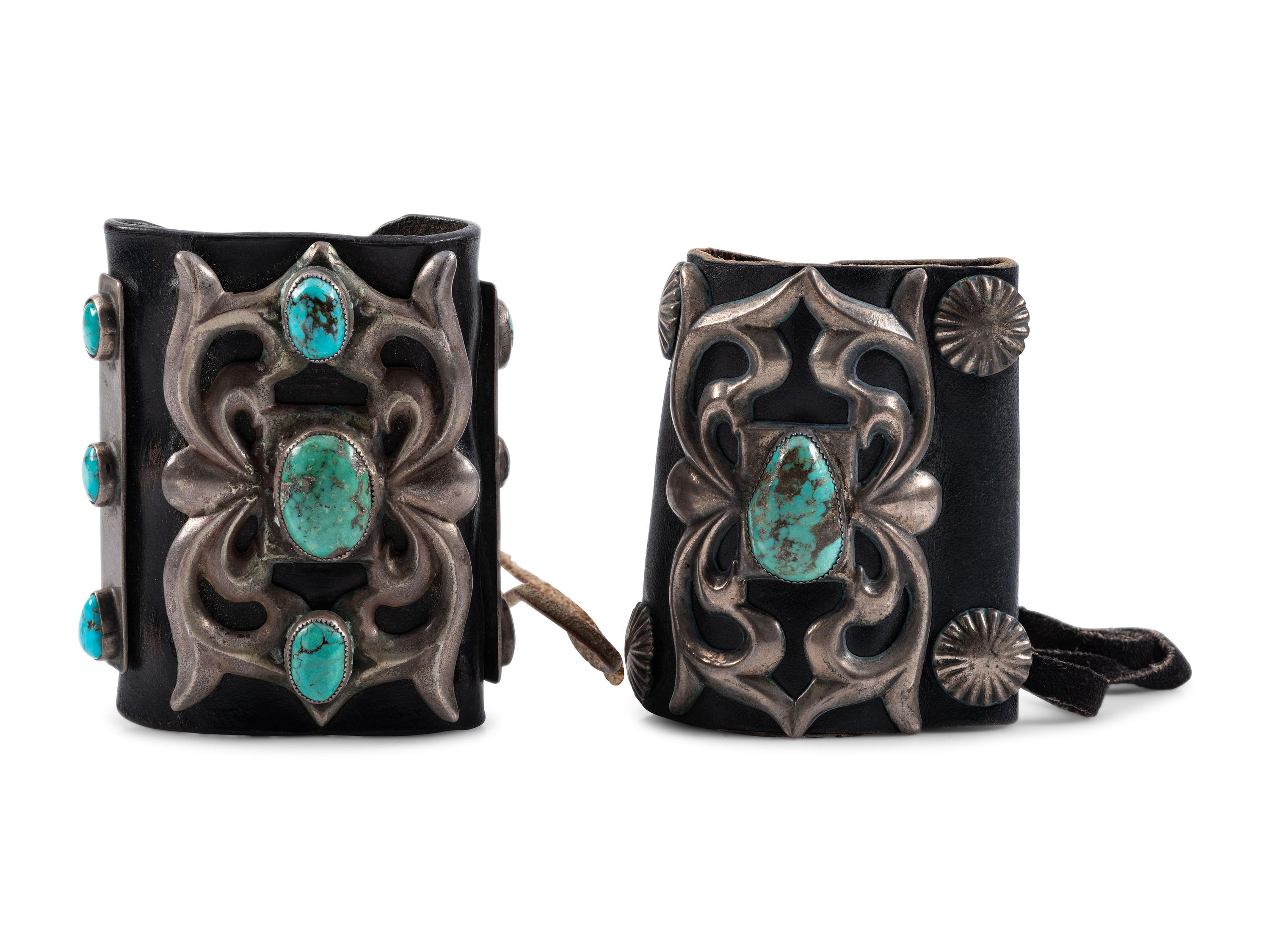 Navajo Sandcast Silver and Turquoise Ketohs