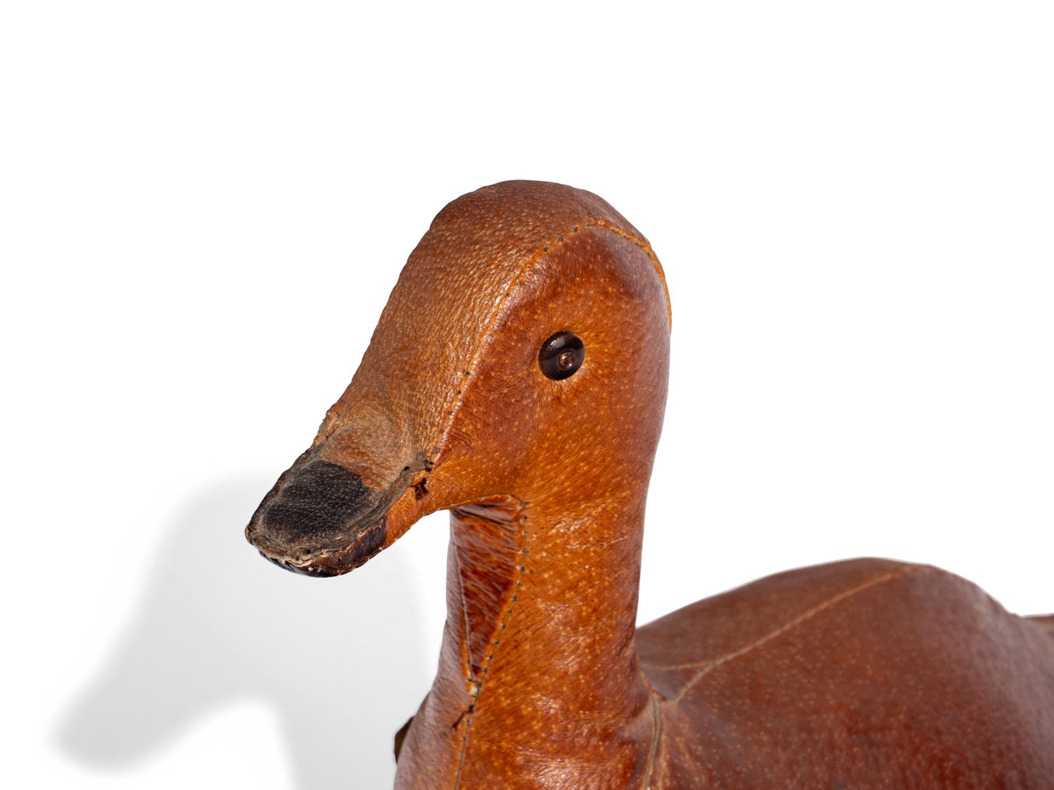 Leather Duck-Form Doorstop and Mouse-Form Paperweight