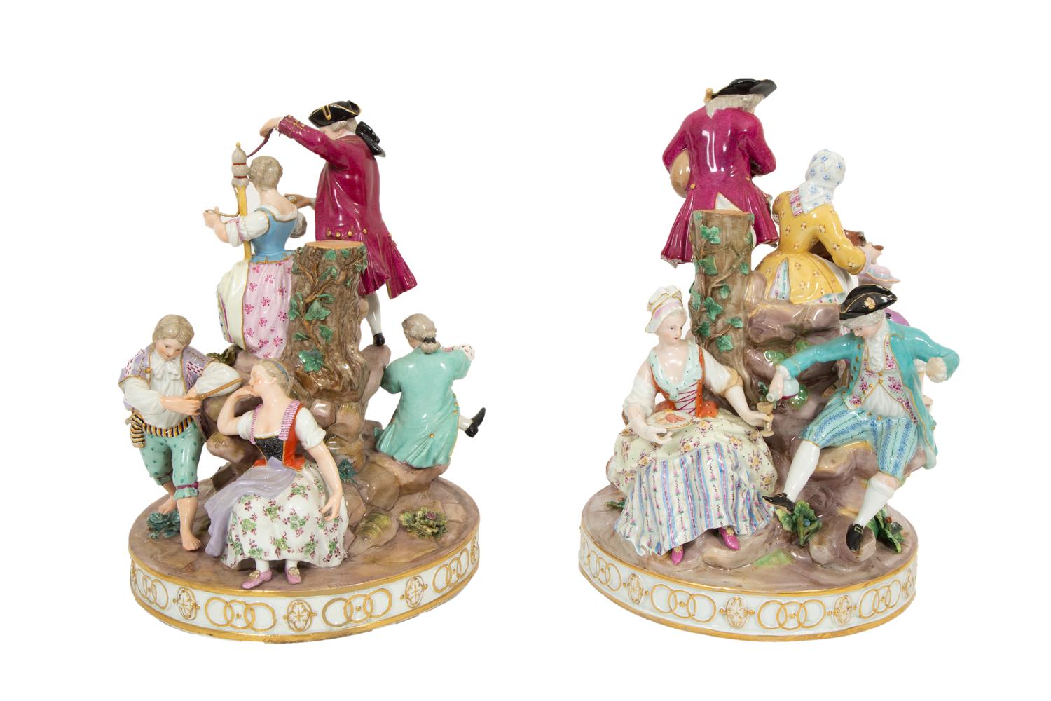 Two Meissen Porcelain Figural Revelry Groups