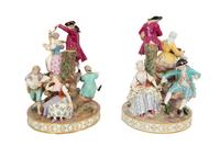 Two Meissen Porcelain Figural Revelry Groups
