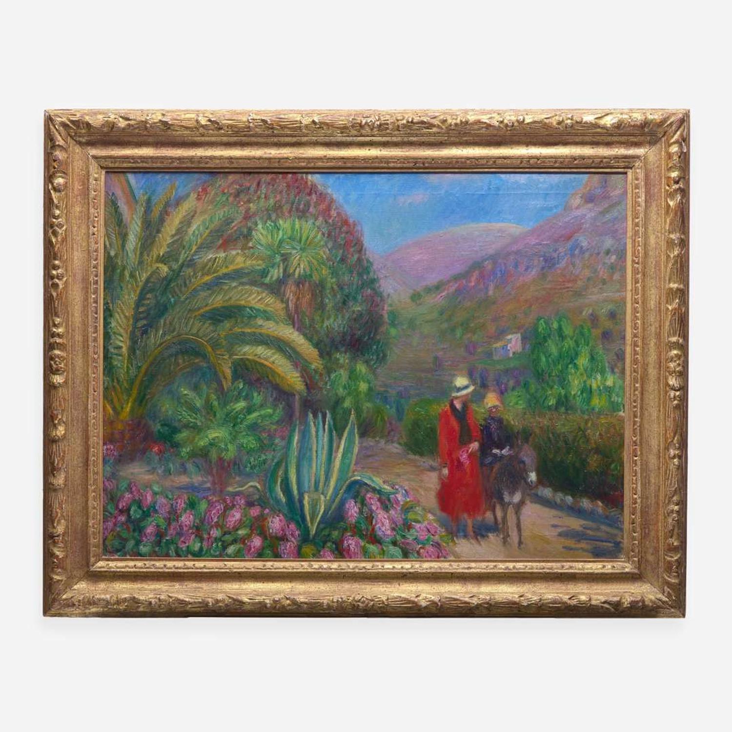 William Glackens (American, 1870-1938) Afternoon in Provence (Woman and Child on Donkey)