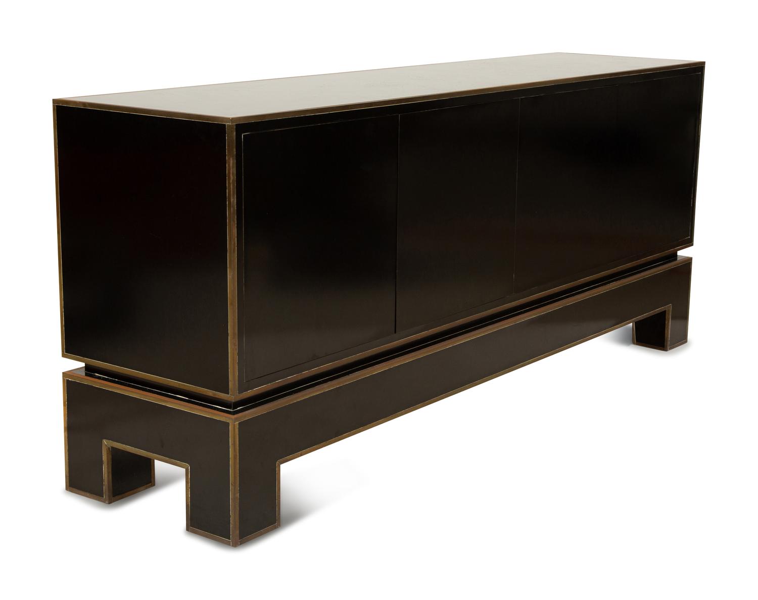A Black Formica and Brass Sideboard in the Manner of James Mont — Last-Quarter, 20th Century