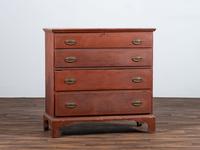 A Chippendale Red-Painted Pine Two Drawer Blanket Chest, or Mule Chest