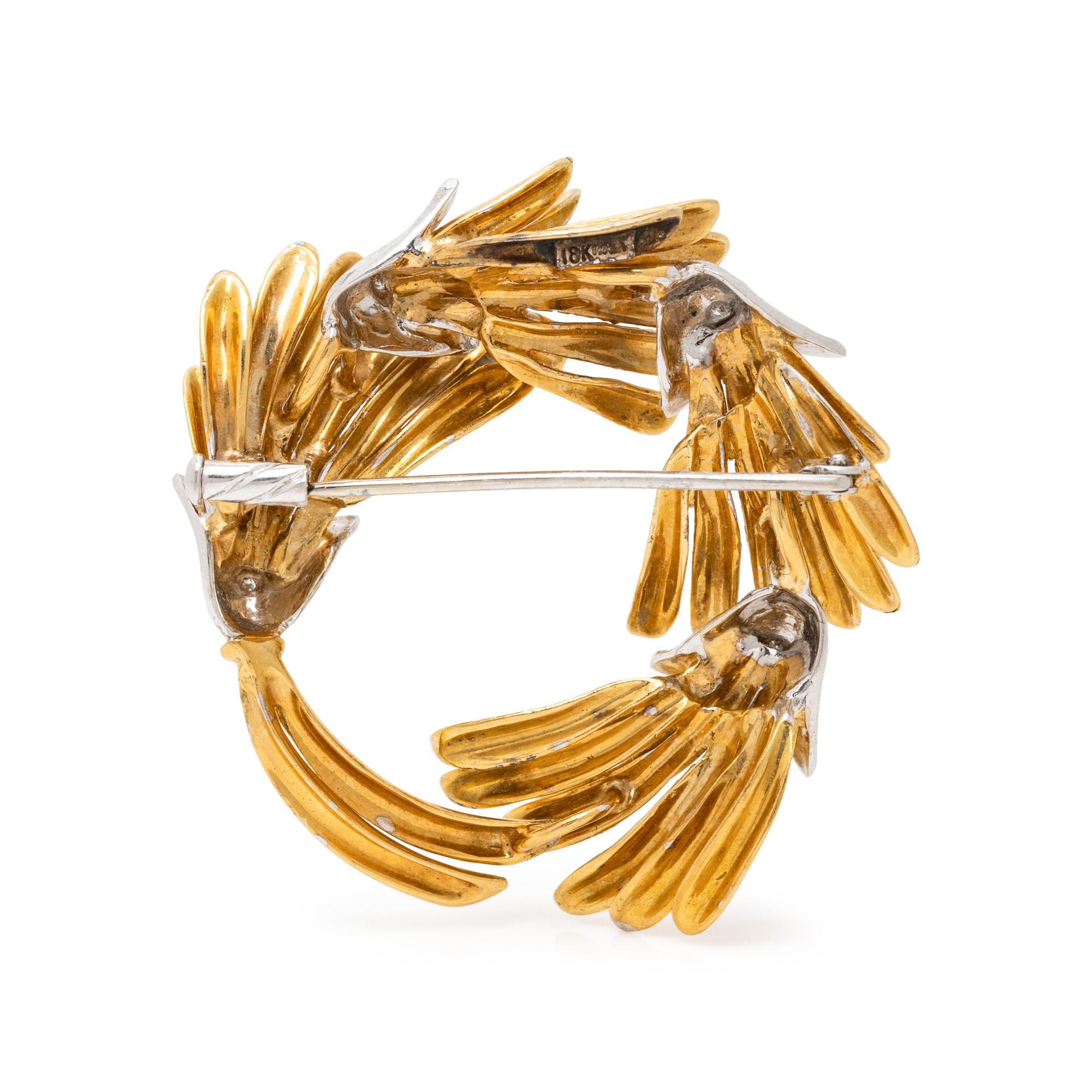 YELLOW GOLD AND DIAMOND BROOCH
