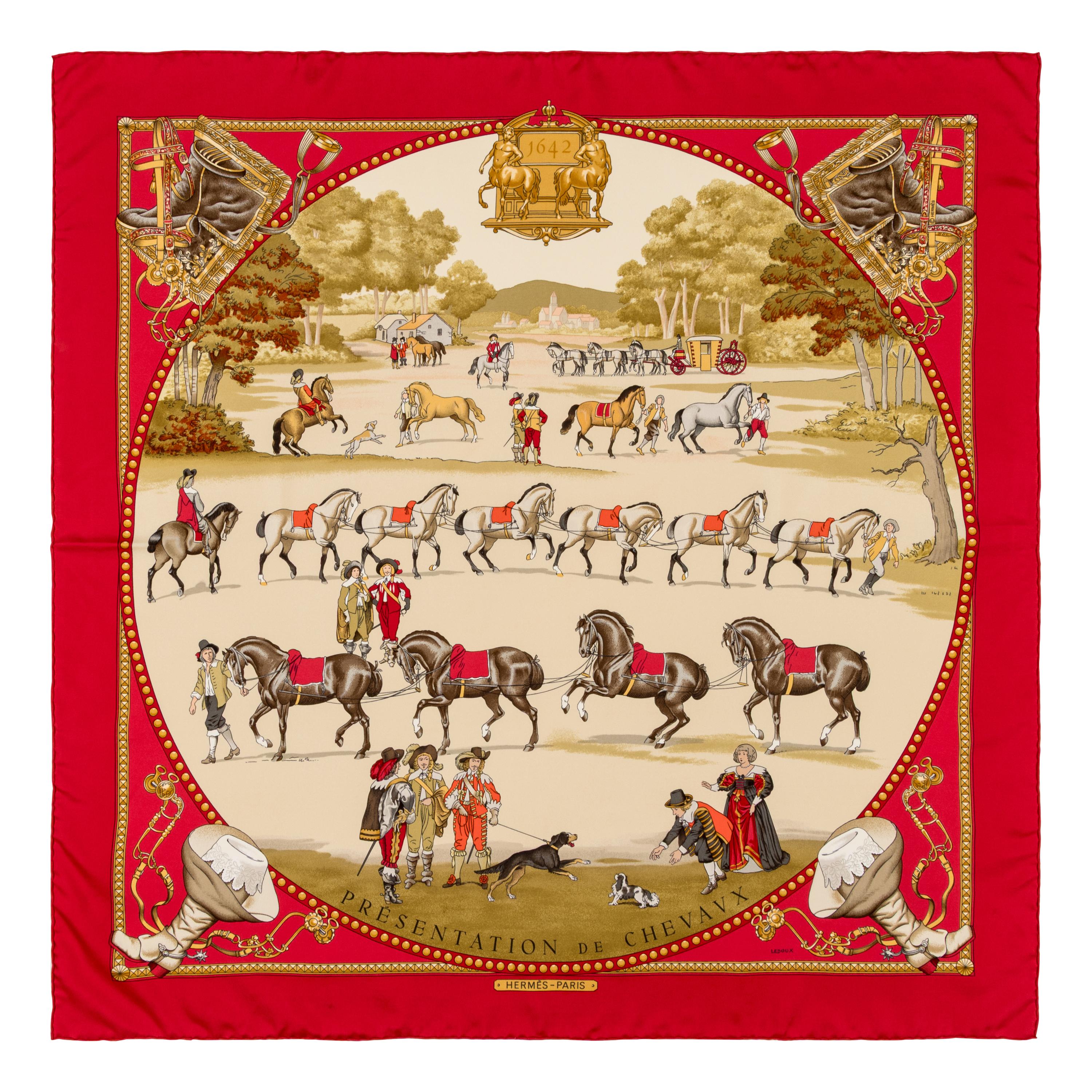 Hermès, Three Silk Scarves 90