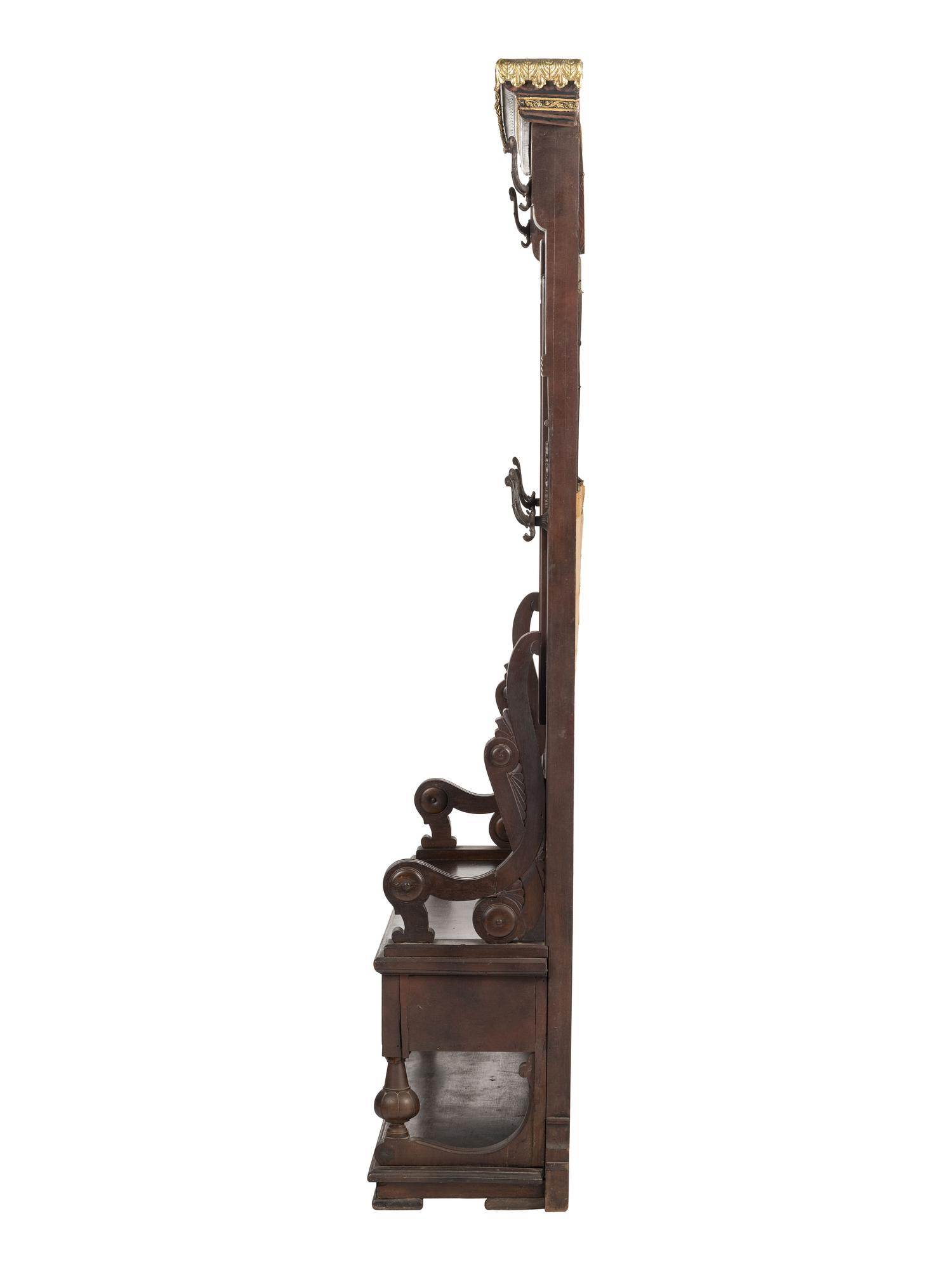 A Victorian Architectural Carved Walnut Hall Bench