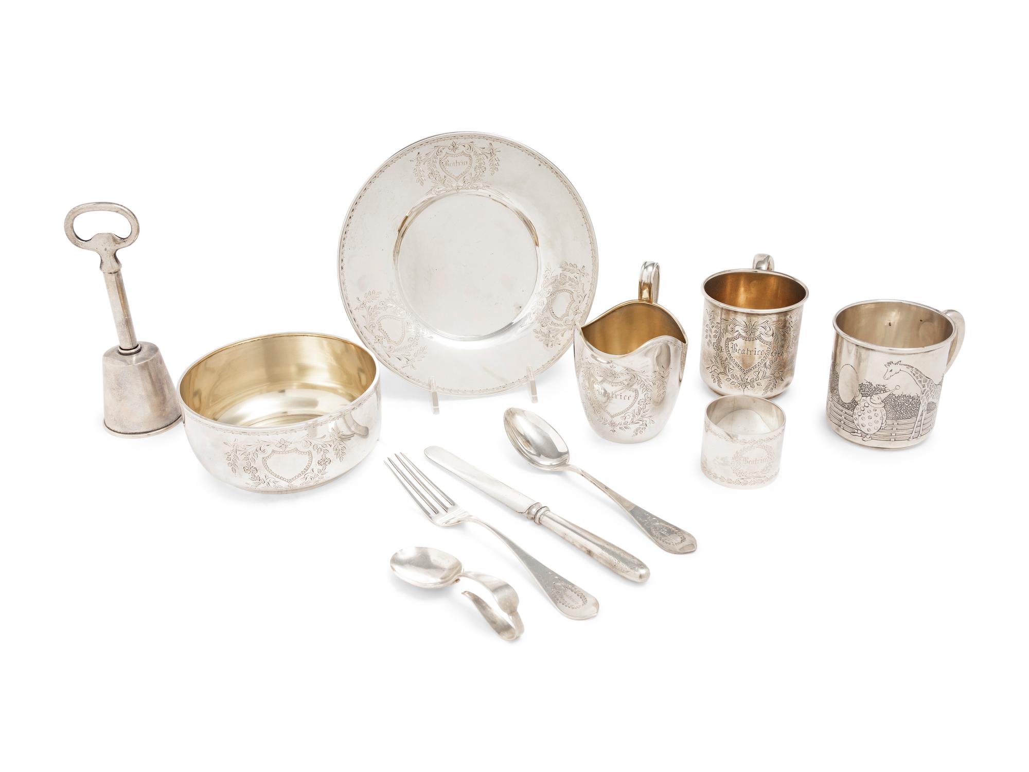 An American Silver Eight-Piece Child's Place Setting