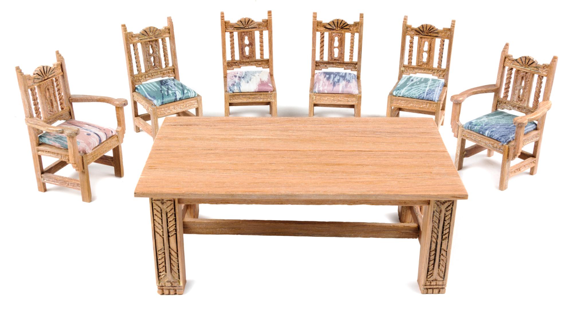 A Southwestern Style Dining Suite Height of table 2 3/8 x width 6 x depth 3 1/2 inches. — Joe Turner