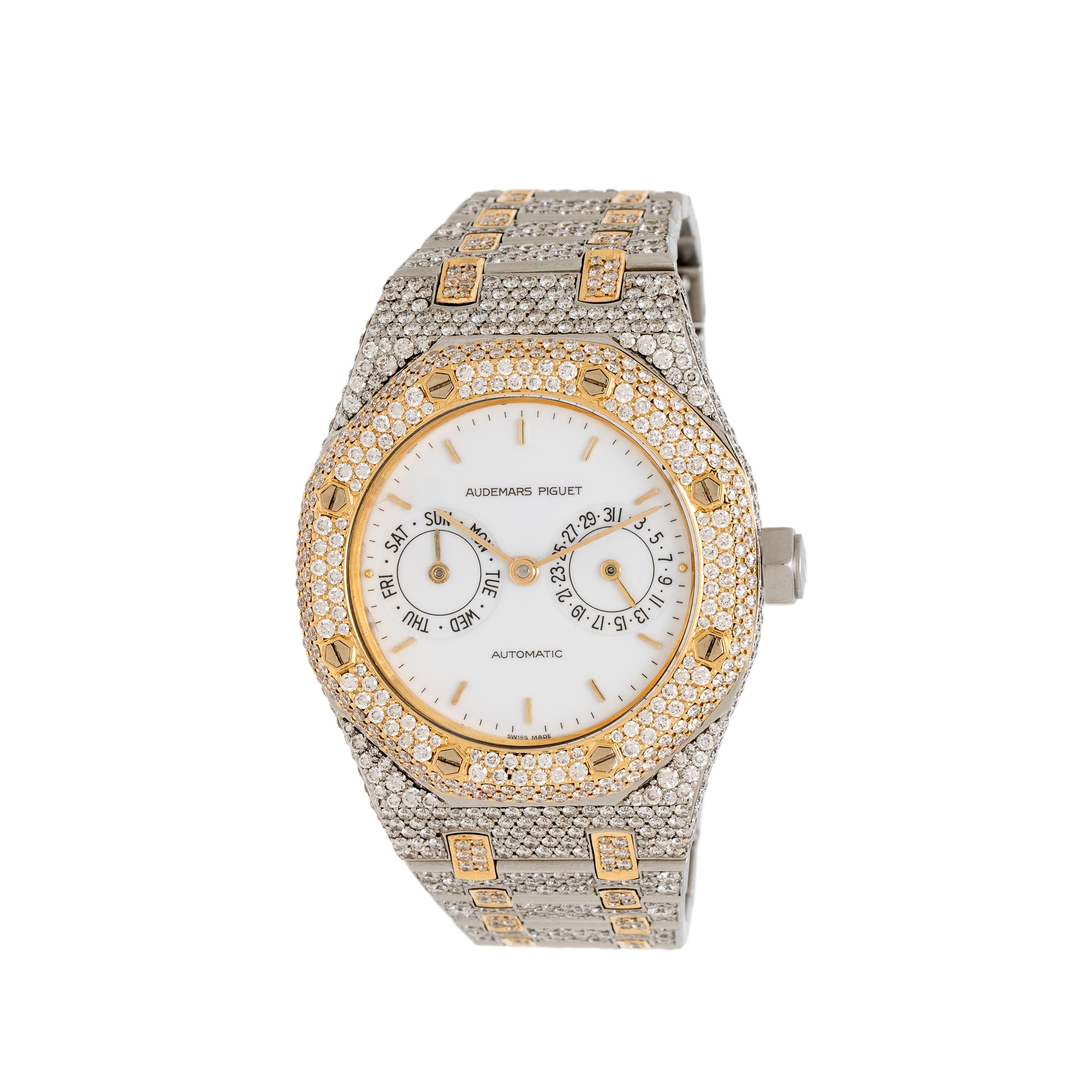 Audemars Piguet, Stainless Steel and 18K Yellow Gold 'Royal Oak' Watch with Aftermarket Diamonds