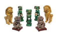 A Group of Chinese Fu Figures Height of tallest 10 1/2 inches.