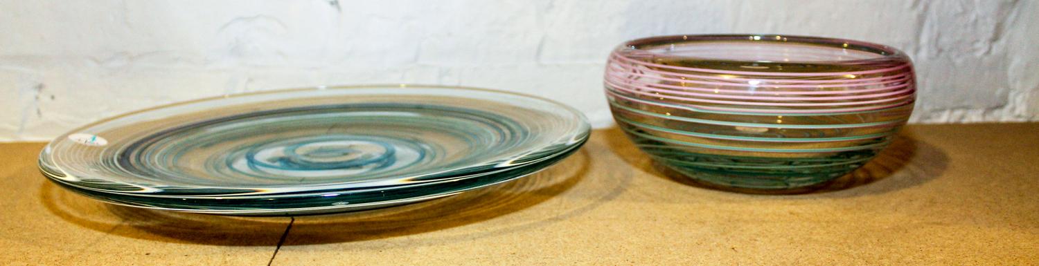 A Studio Glass Bowl and Underplate Diameter of larger 14 1/2 inches. — 20TH/21ST CENTURY