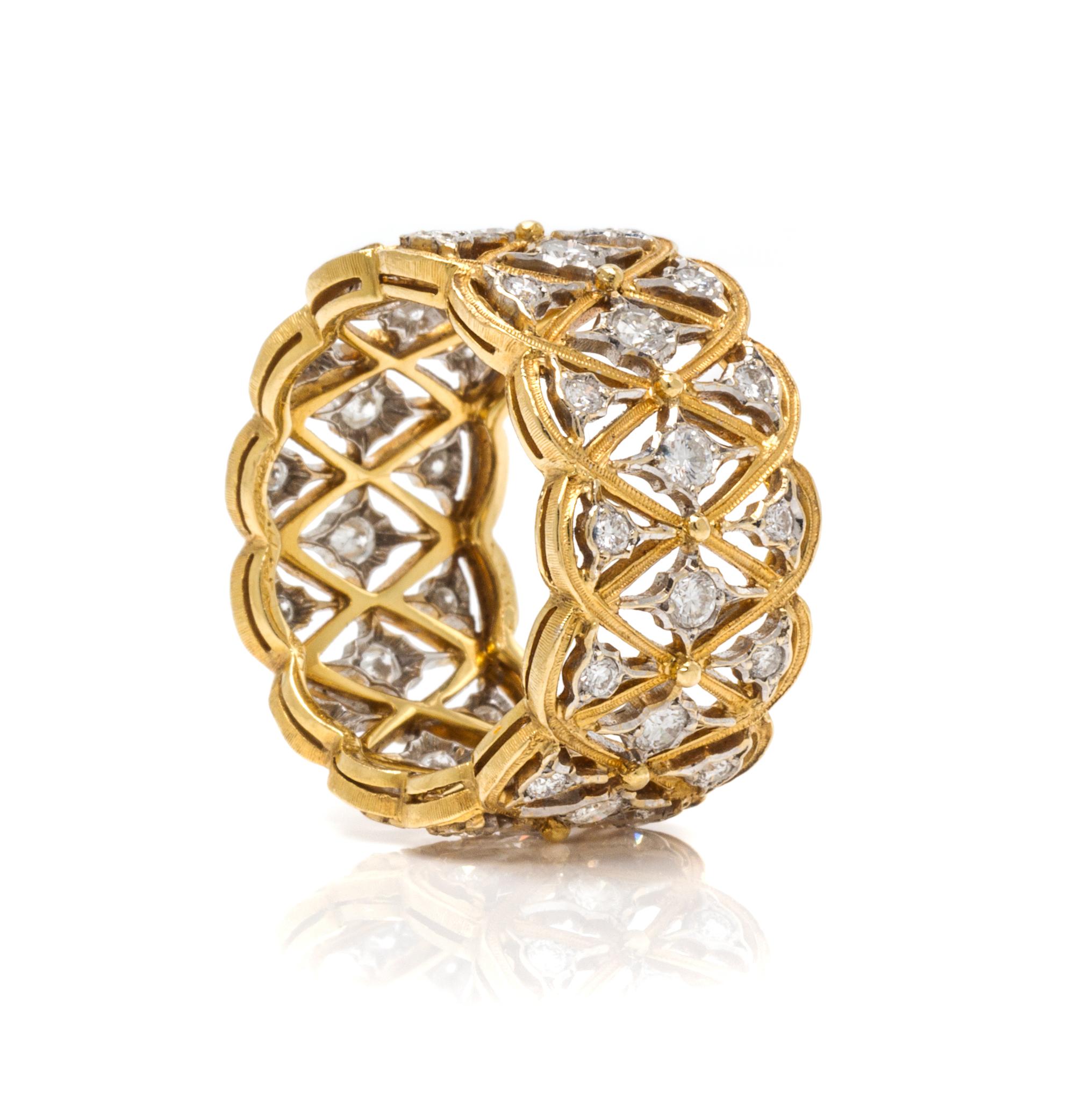 An 18 Karat Bicolor Gold and Diamond Band, Buccellati, 4.40 dwts.