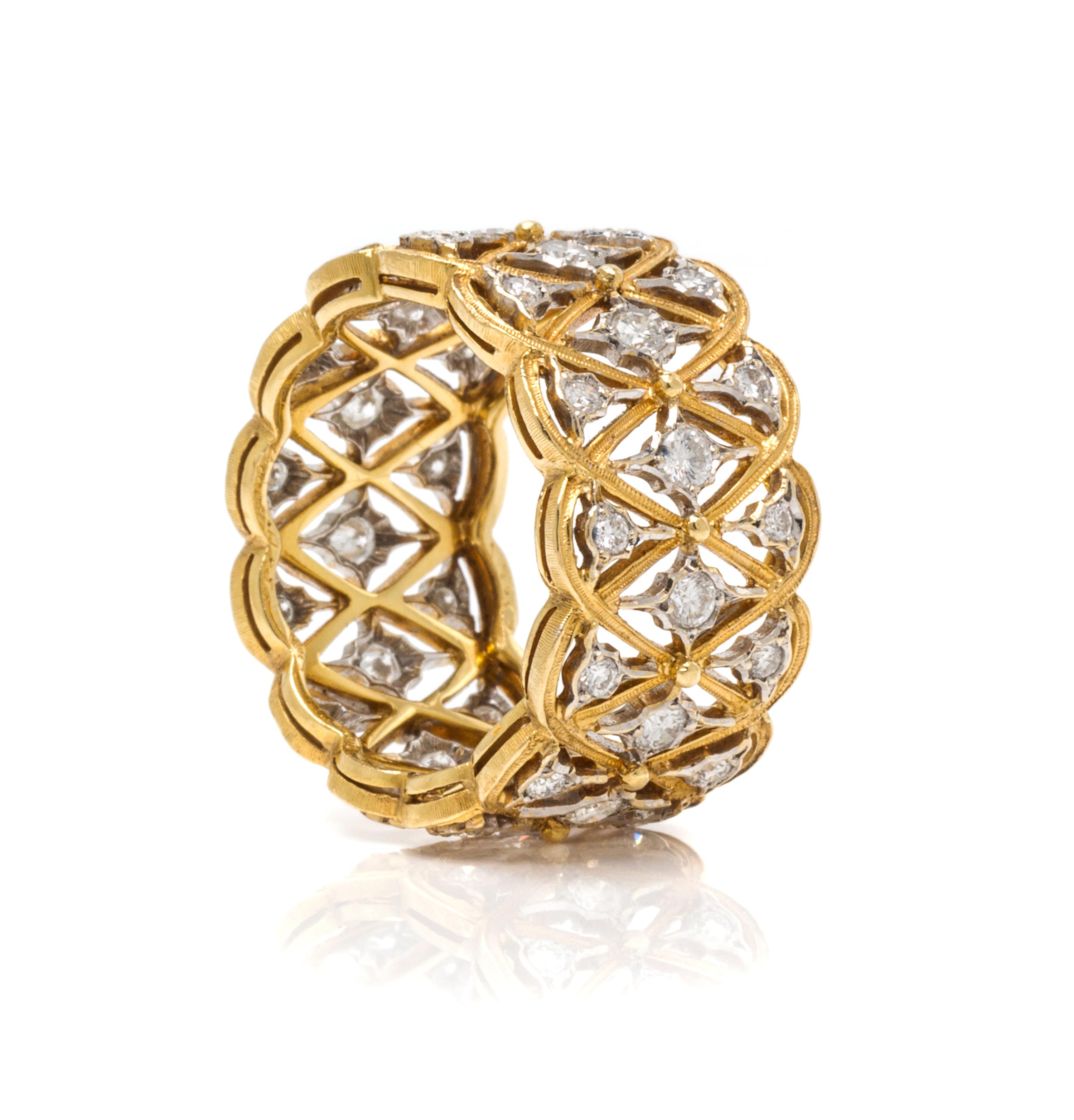 An 18 Karat Bicolor Gold and Diamond Band, Buccellati, 4.40 dwts.