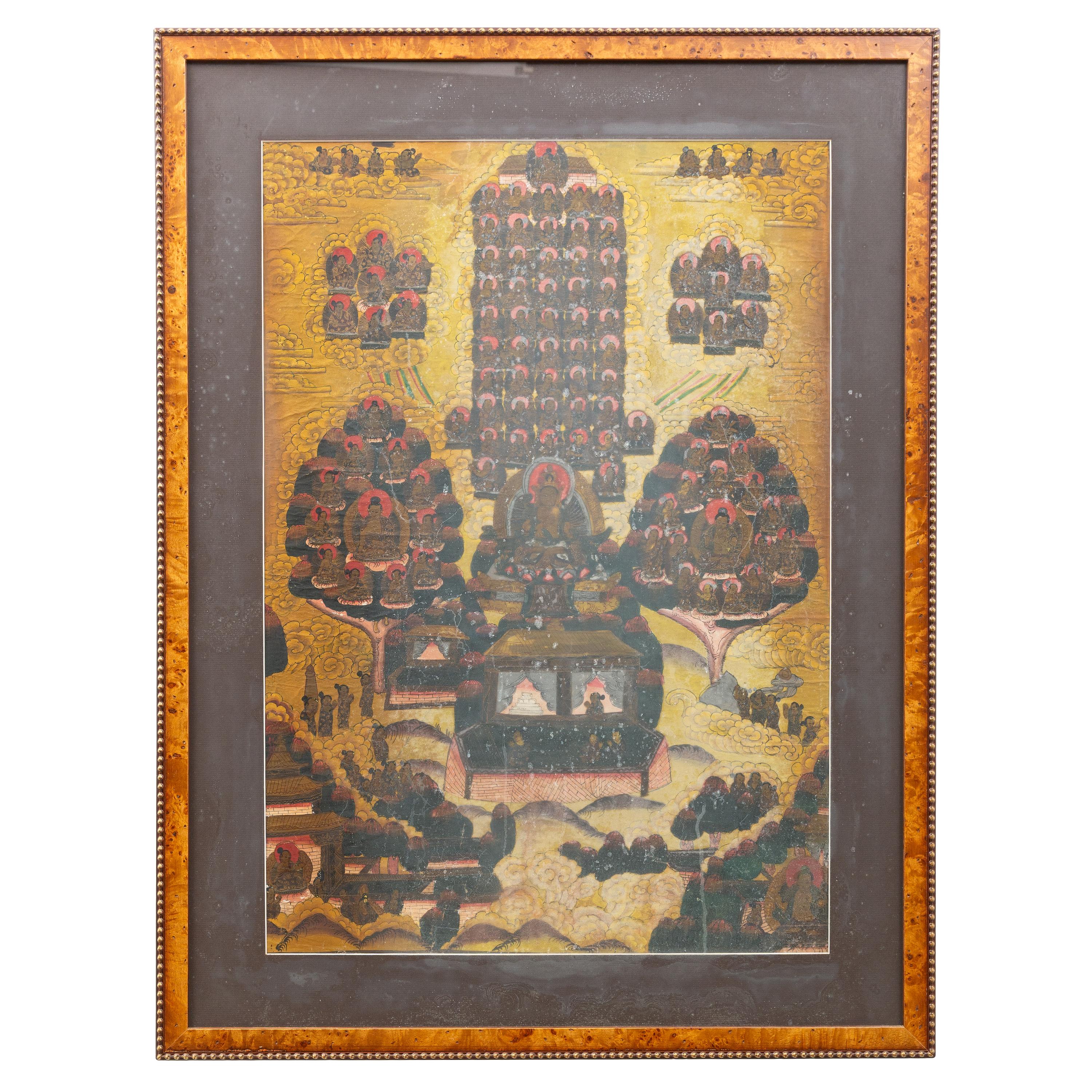 A Burlwood-Framed Thangka