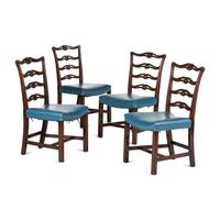 A Set of Four Early Federal Carved Mahogany Ladderback Side Chairs