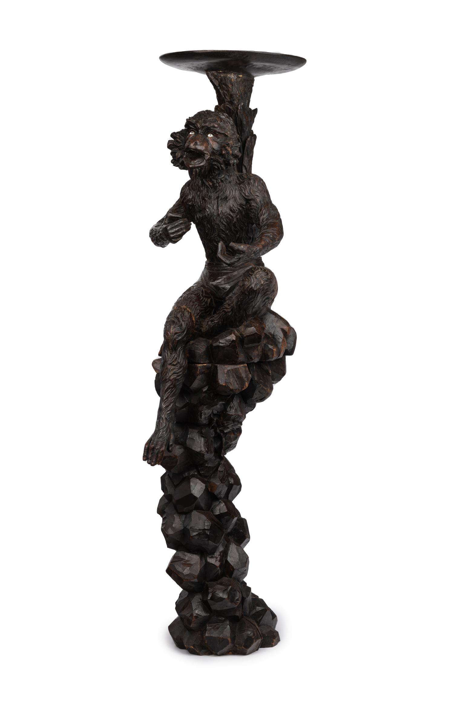 A Venetian Style Carved Walnut Figural Pedestal